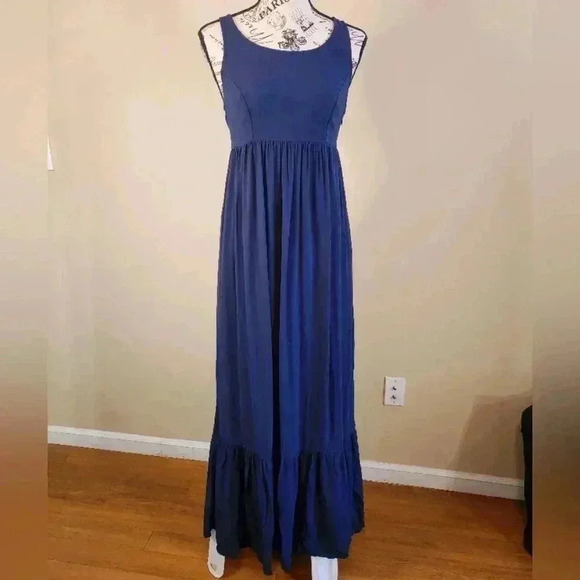 NWT LC Lauren Conrad Blue Sleeveless Maxi Dress - Picture 2 of 12